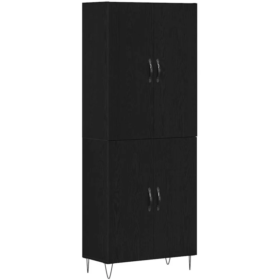 vidaXL Hoge kast 2 st Zwart Eiken 69,5 x 34 x 180 cm Bewerkt hout, foto 3