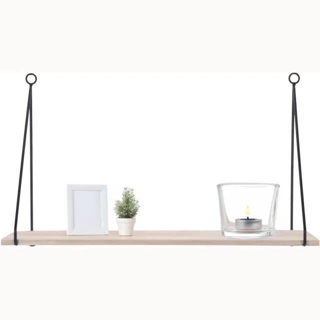 Maya's Living Wandplank/boekenplank - metaal - Paulownia hout - 50 x 16 x 29 cm Bruin