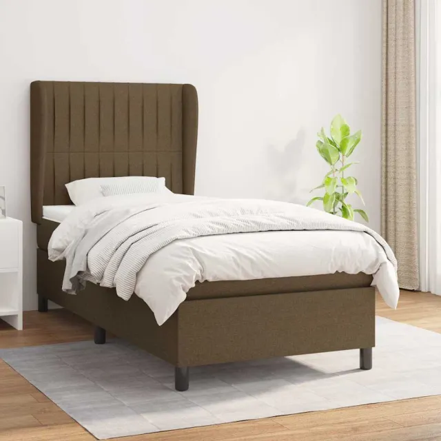 vidaXL Boxspring met matras stof donkerbruin 80x200 cm bruin