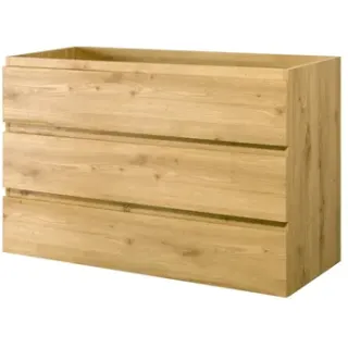 AquaVive - Praxis Eigen Merk Aquazuro Wastafelonderkast Napoli 120cm - Scandinavisch Eik Gemelamineerd - Met 3 Lades Hout