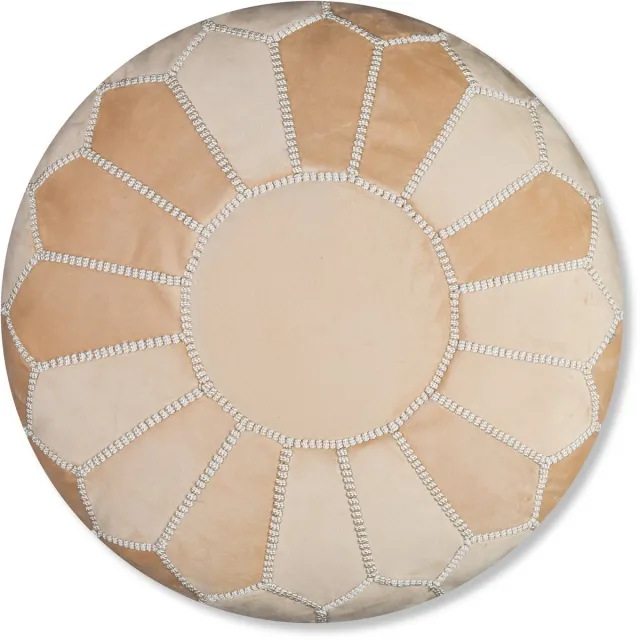 See The Good Velvet poef beige - Ronde poef - Fluwelen poef - Handgemaakt en uniek - Gevuld geleverd - Ideaal voor je woon, slaap- of kinderkamer