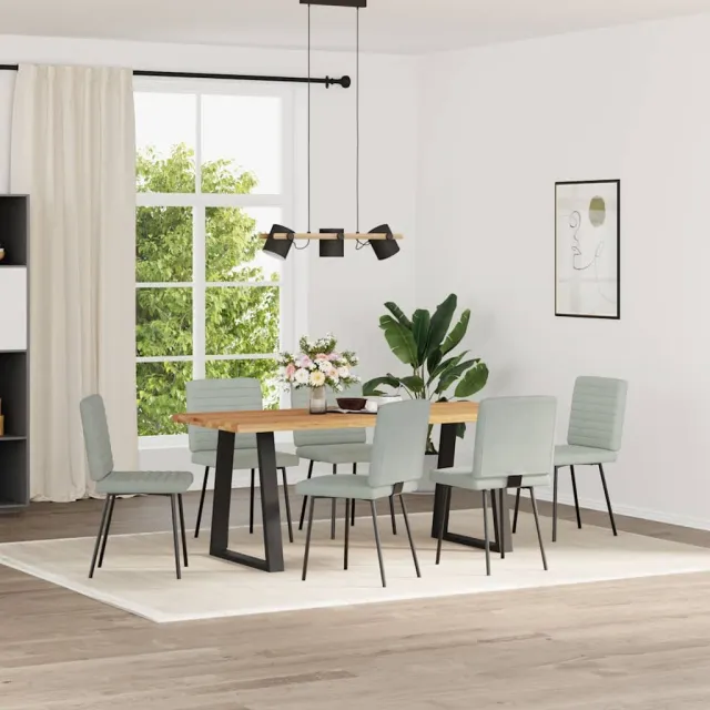 vidaXL Eetkamerstoelen 6 st fluweel lichtgrijs grijs, foto 2