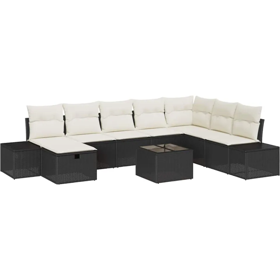 vidaXL Tuin Sofa Set 9 st Zwart poly rattan