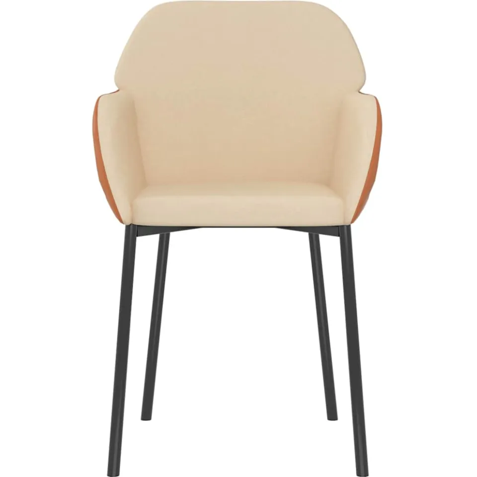 vidaXL Eetkamerstoelen 2 st stof en kunstleer crèmekleurig, foto 4