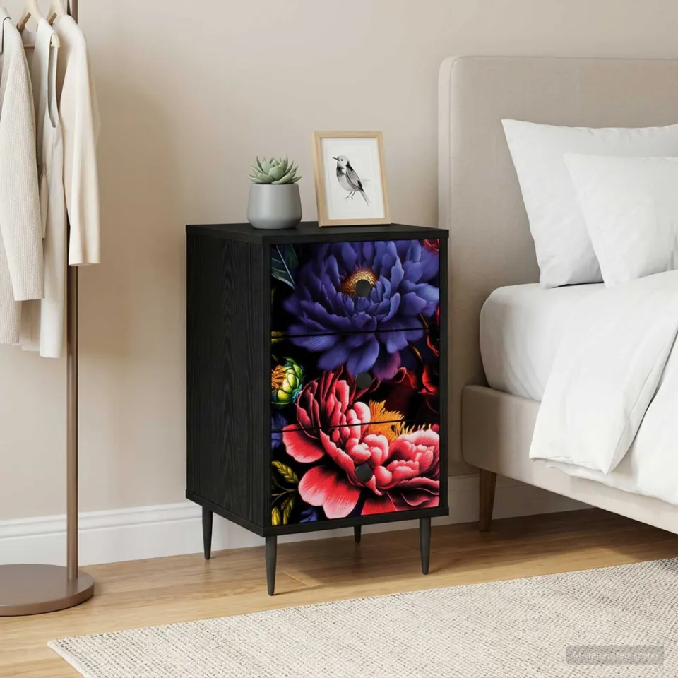 vidaXL Nachtkastje KIEL 2 st Zwart eiken 36 x 33 x 61 cm Bewerkt hout, foto 4