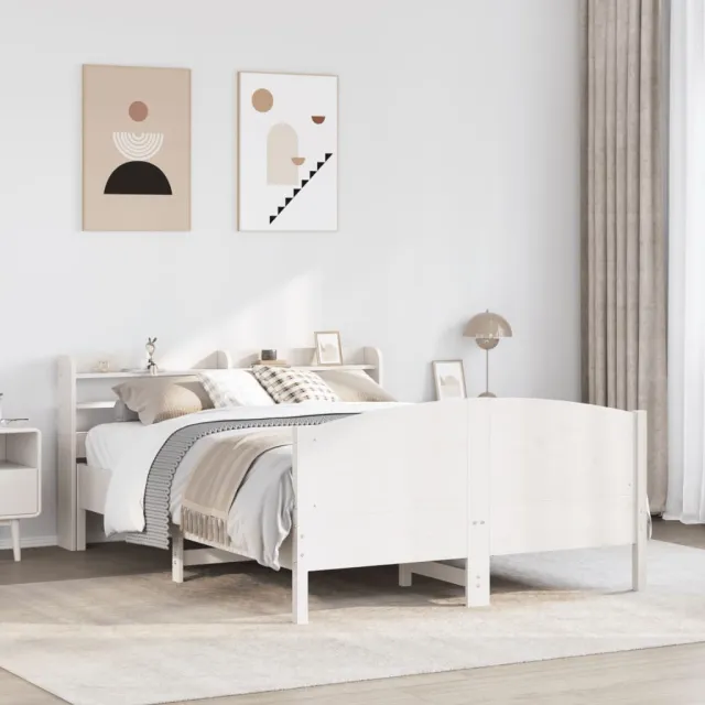 vidaXL Bedframe zonder matras massief grenenhout wit 135x190 cm