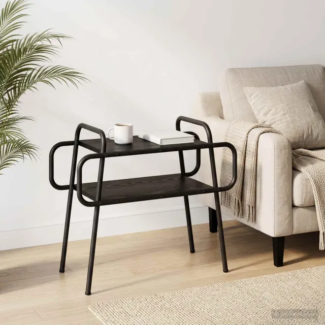 vidaXL Salontafel Zwart eiken 60 x 30 x 51 cm Bewerkt hout, foto 2