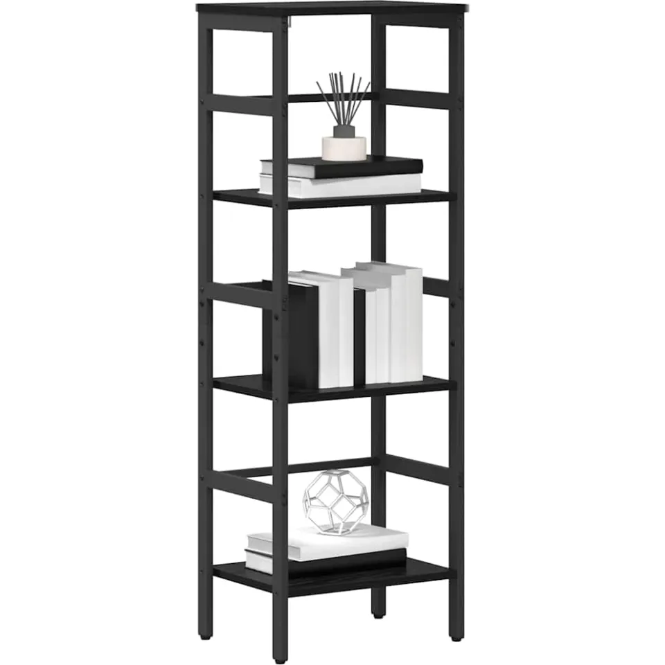 vidaXL Boekenkast 3-laags 40 x 29,5 x 115 cm Bewerkt hout Zwart Eiken
