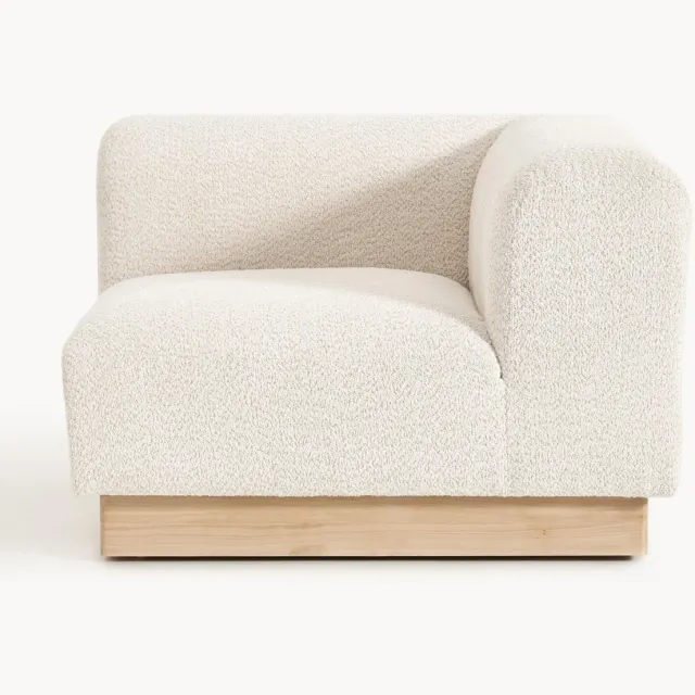 Westwing Collection Hoekmodule Natalie van teddy-bouclé Wit