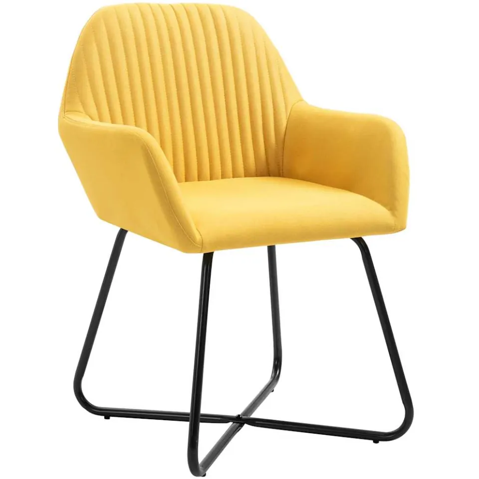 vidaXL Eetkamerstoelen 2 st stof geel, foto 2