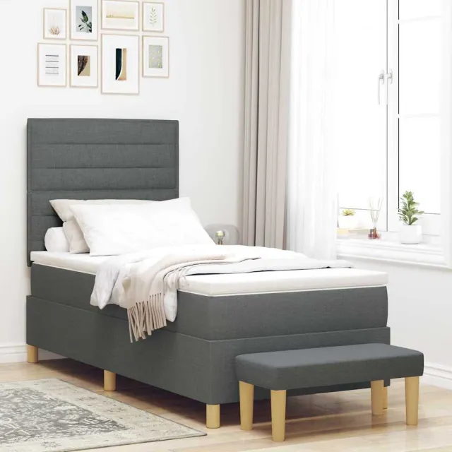 vidaXL Boxspring bed met hoofdeinde Blauw 200 x 90 cm Stof
