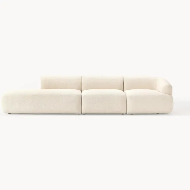 Westwing Collection Modulaire XL chaise longue Sofia van bouclé stof Wit