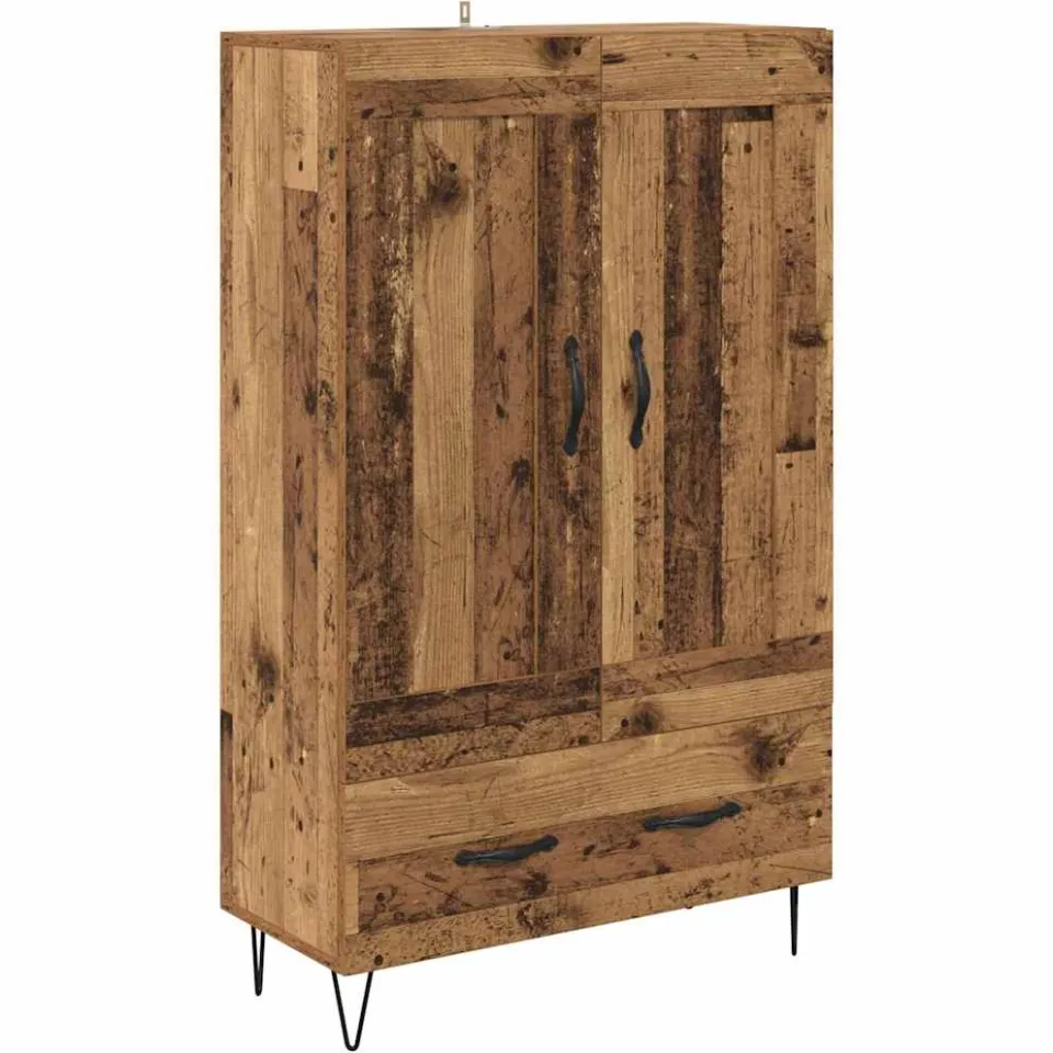 vidaXL Highboard Oud Hout 69,5 x 31 x 115 cm Bewerkt hout bruin, foto 3