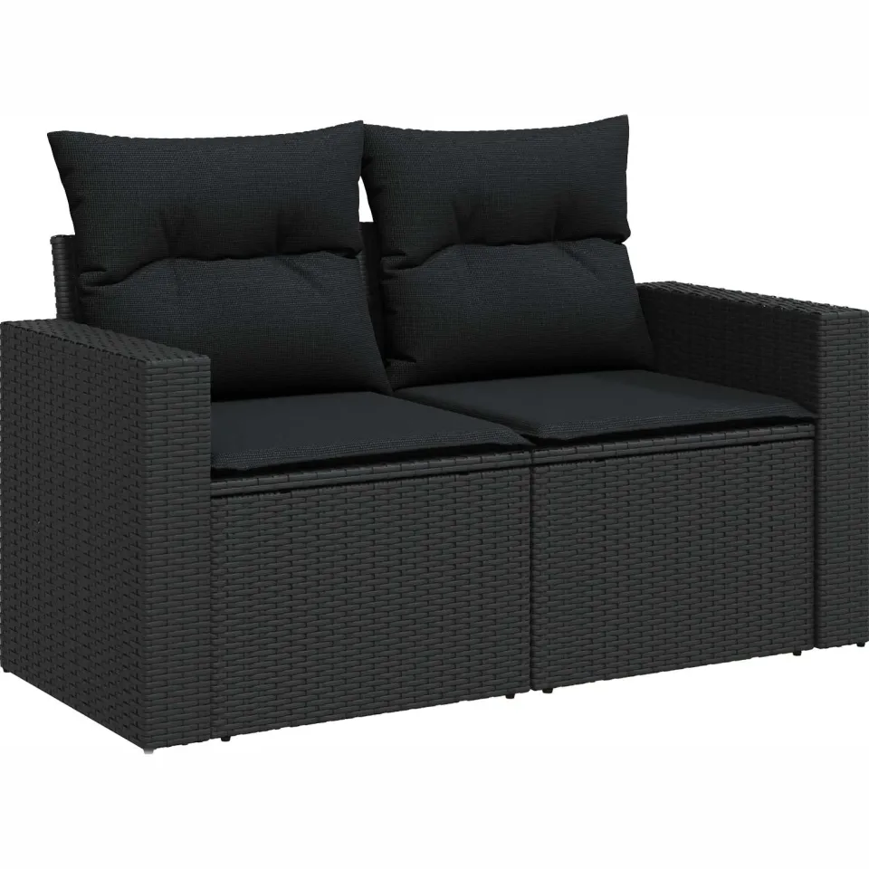 vidaXL Tuinbankenset 13 st Zwart poly rattan, foto 4