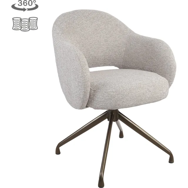 Tower Living Porto armchair 360? - Toro 25 cream - brown frame Naturel
