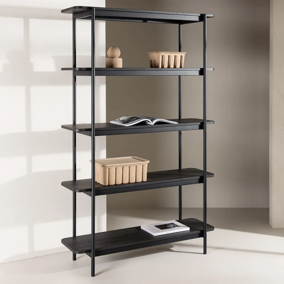 Nest living Werner houten boekenkast zwart - 120 x 190 cm, foto 2