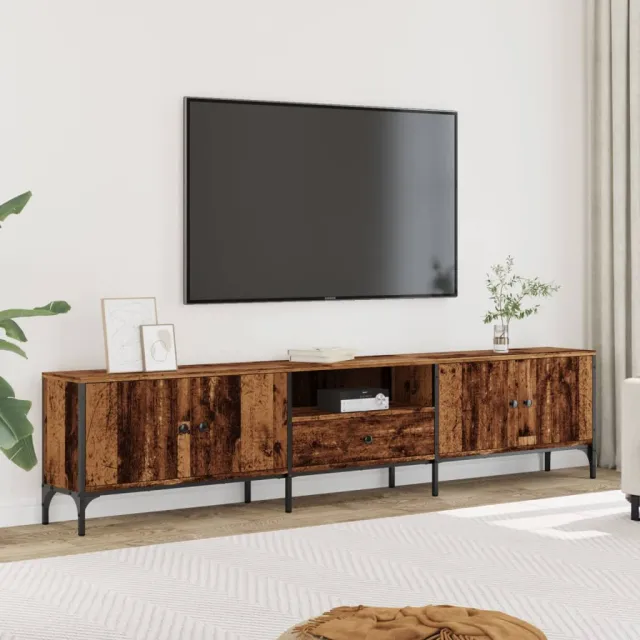 vidaXL Tv-meubel met lade 200x25x44 cm bewerkt hout oud houtkleurig bruin, foto 2