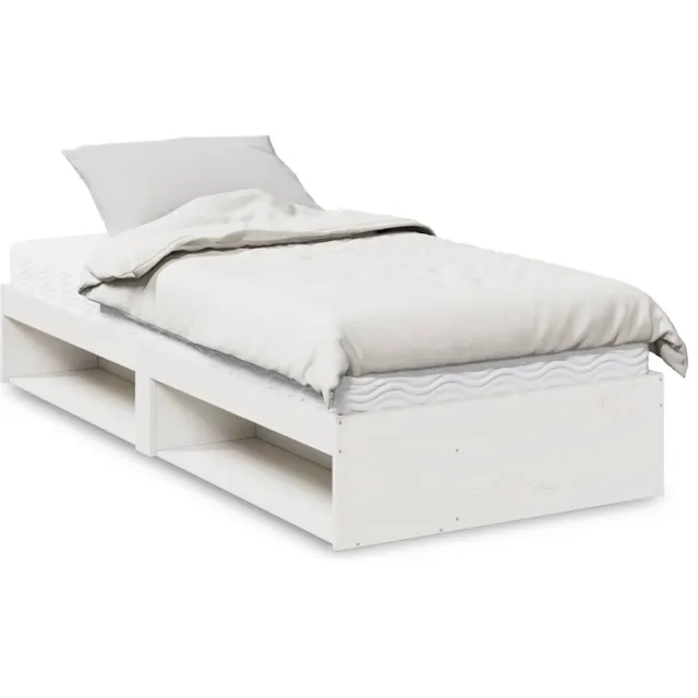 vidaXL Slaapbank met matras 100x200 cm massief grenenhout wit