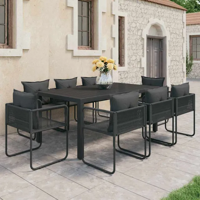 vidaXL 9-delige Tuinset PVC-rattan zwart, foto 2