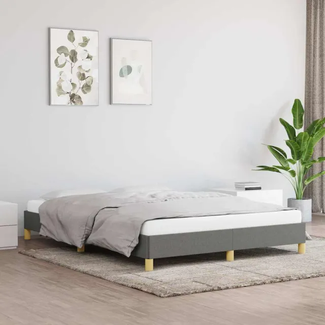 vidaXL Bedframe zonder matras stof donkergrijs 140x200 cm grijs