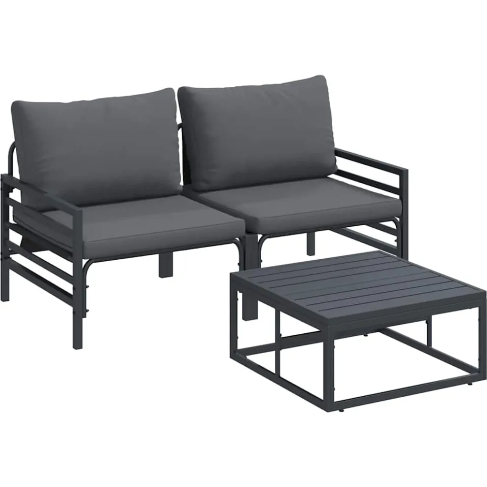 vidaXL Tuinbankenset 3 st Zwart Staal, foto 3