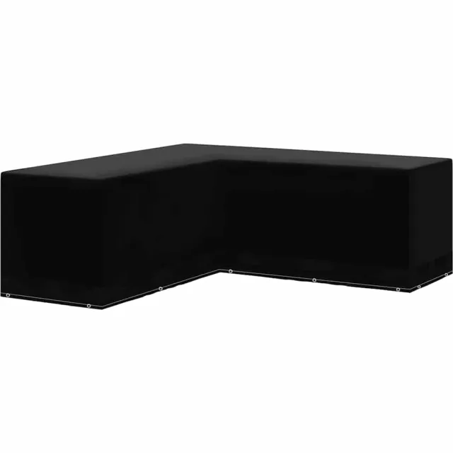 vidaXL Tuinmeubelhoes L-vormig 12 oogjes 250x250x90 cm Zwart