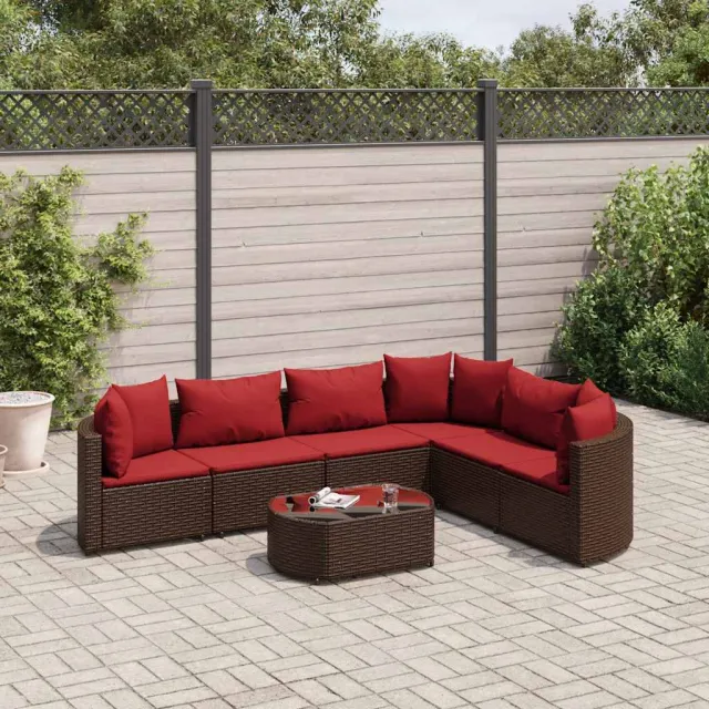 vidaXL 7-delige Loungeset met kussens poly rattan bruin, foto 2