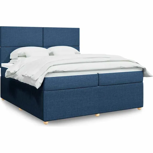 vidaXL Boxspring met matras stof blauw 200x200 cm