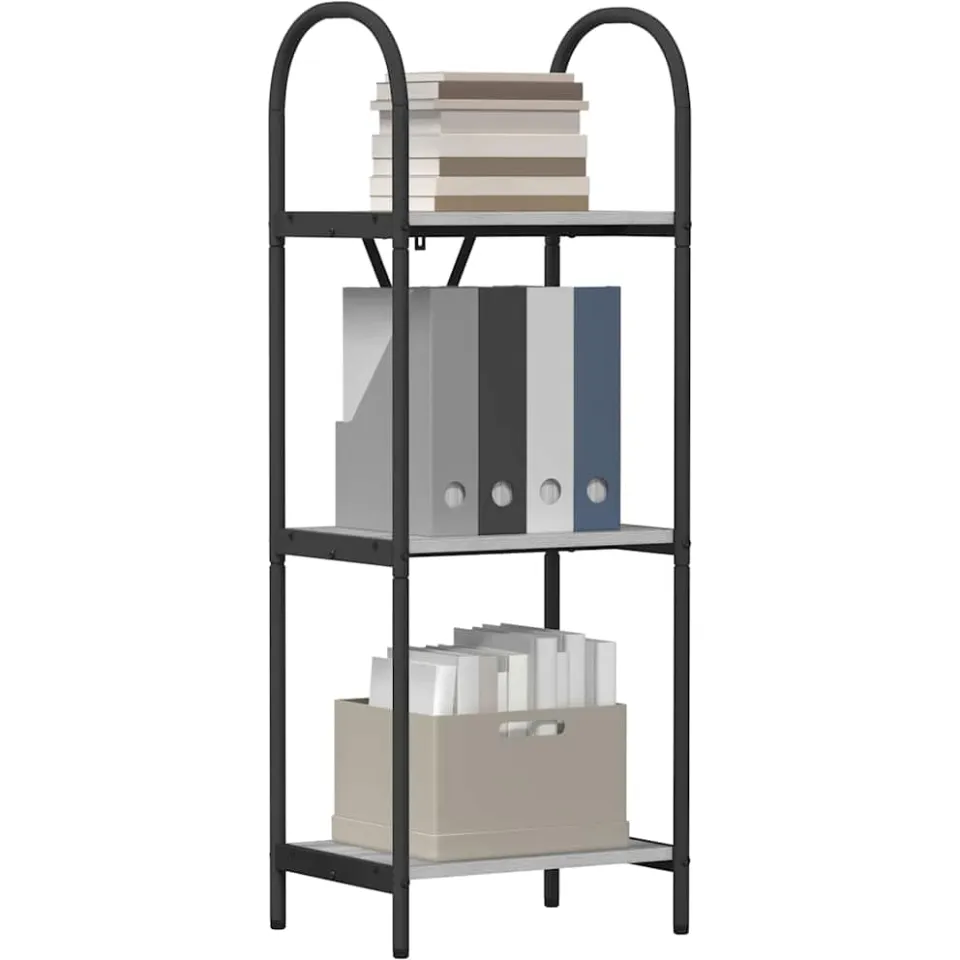 vidaXL Boekenkast 3-laags 40 x 30 x 109 cm Bewerkt hout Grijs Sonoma, foto 3