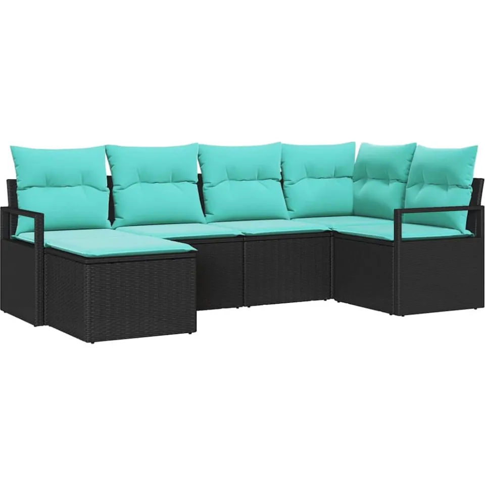 vidaXL Bankstel 6 st Zwart poly rattan, foto 4