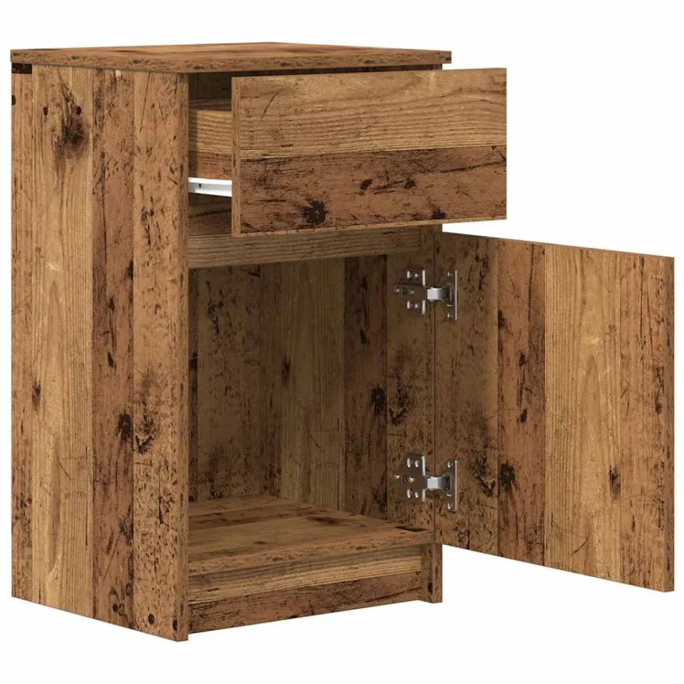 vidaXL Nachtkastje 39x35x65 cm bewerkt hout oud houtkleurig bruin, foto 4
