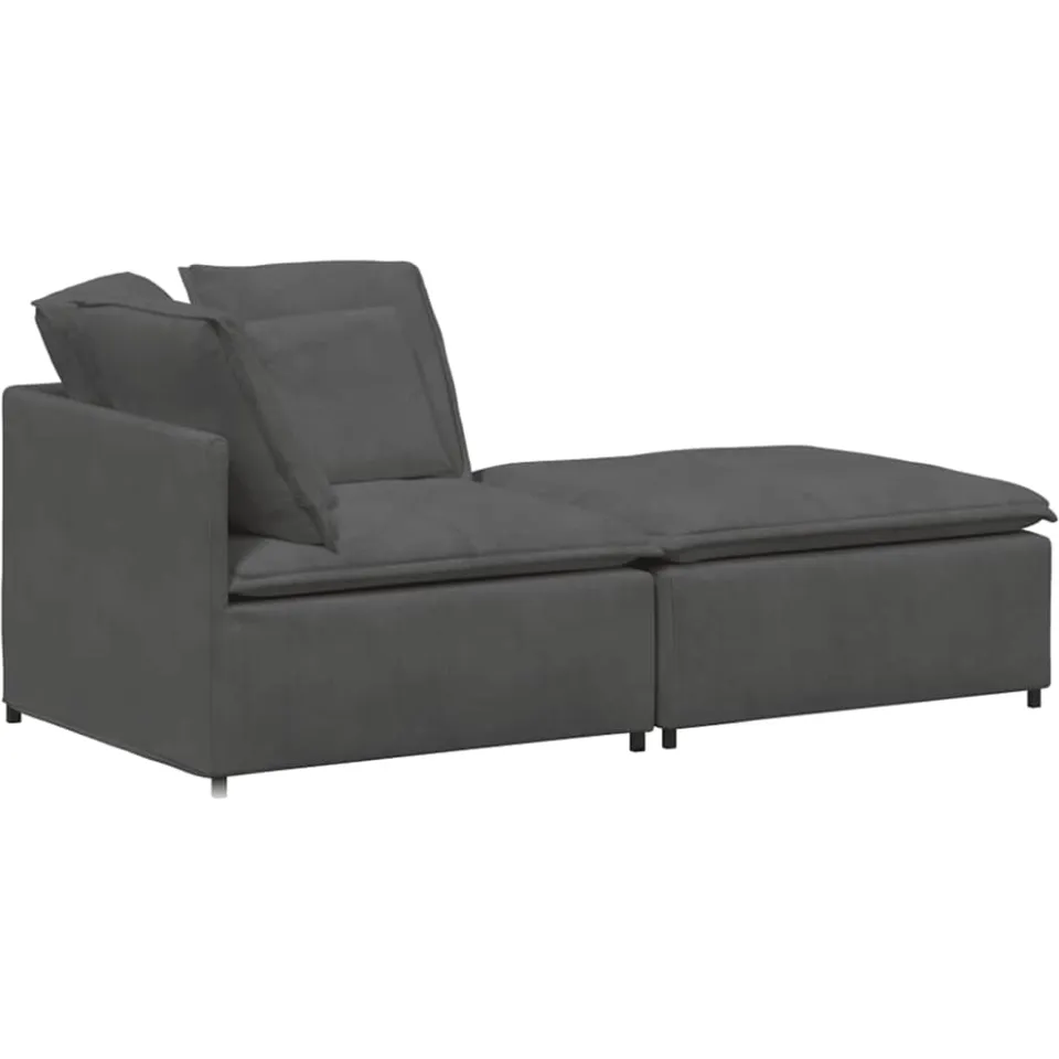 vidaXL Modulaire bank met voetenbank&kussens corduroy stof donkergrijs grijs, foto 4