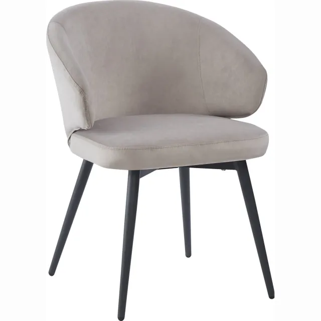 HTfurniture Bull Light Gray Velvet Dining Chair with Black Leg