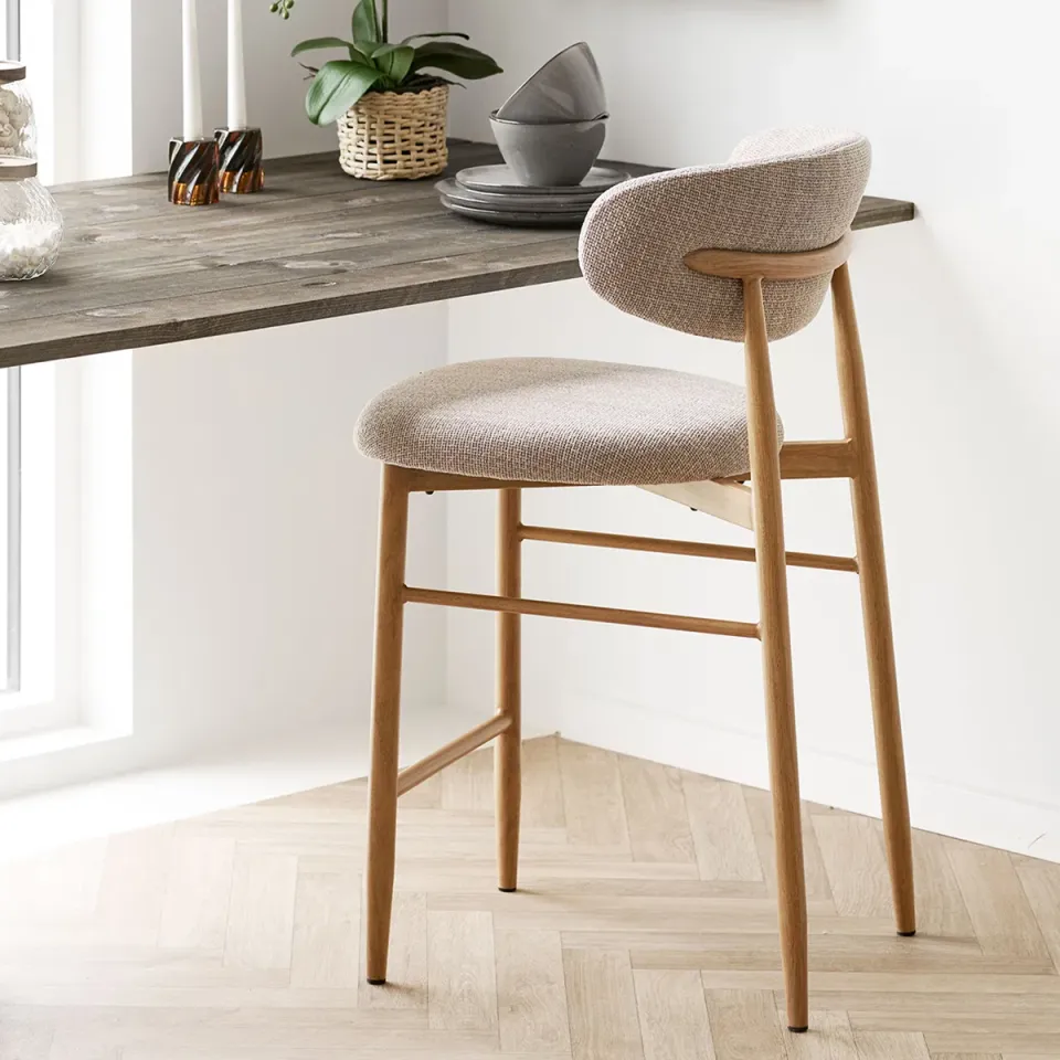 Nolon Jolien barkruk 65 cm taupe mixed - naturel onderstel, foto 3