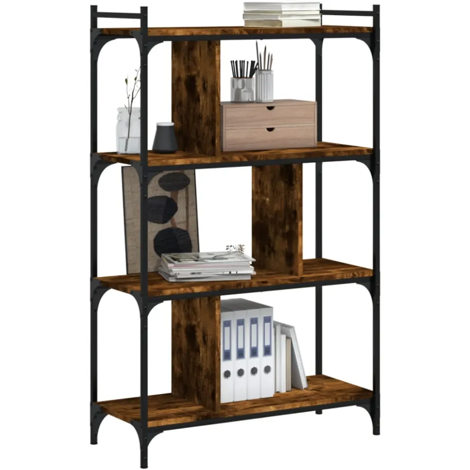 vidaXL Boekenkast 4-laags 76x32x123 cm bewerkt hout gerookt eikenkleur, foto 2