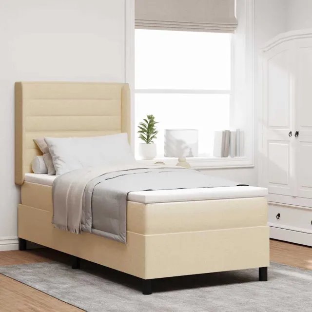 vidaXL Boxspringbed met kussen met hoofdeinde Crème 200 x 100 cm Stof