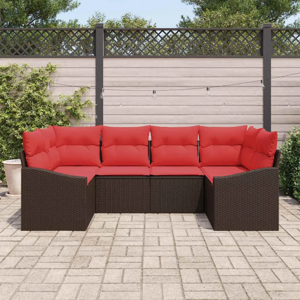 vidaXL Bankstel 6 st Bruin poly rattan, foto 3