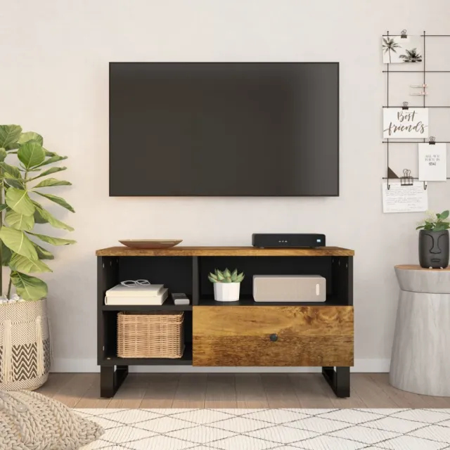 vidaXL Tv-meubel 80x33x46 cm massief mangohout en bewerkt hout bruin, foto 2