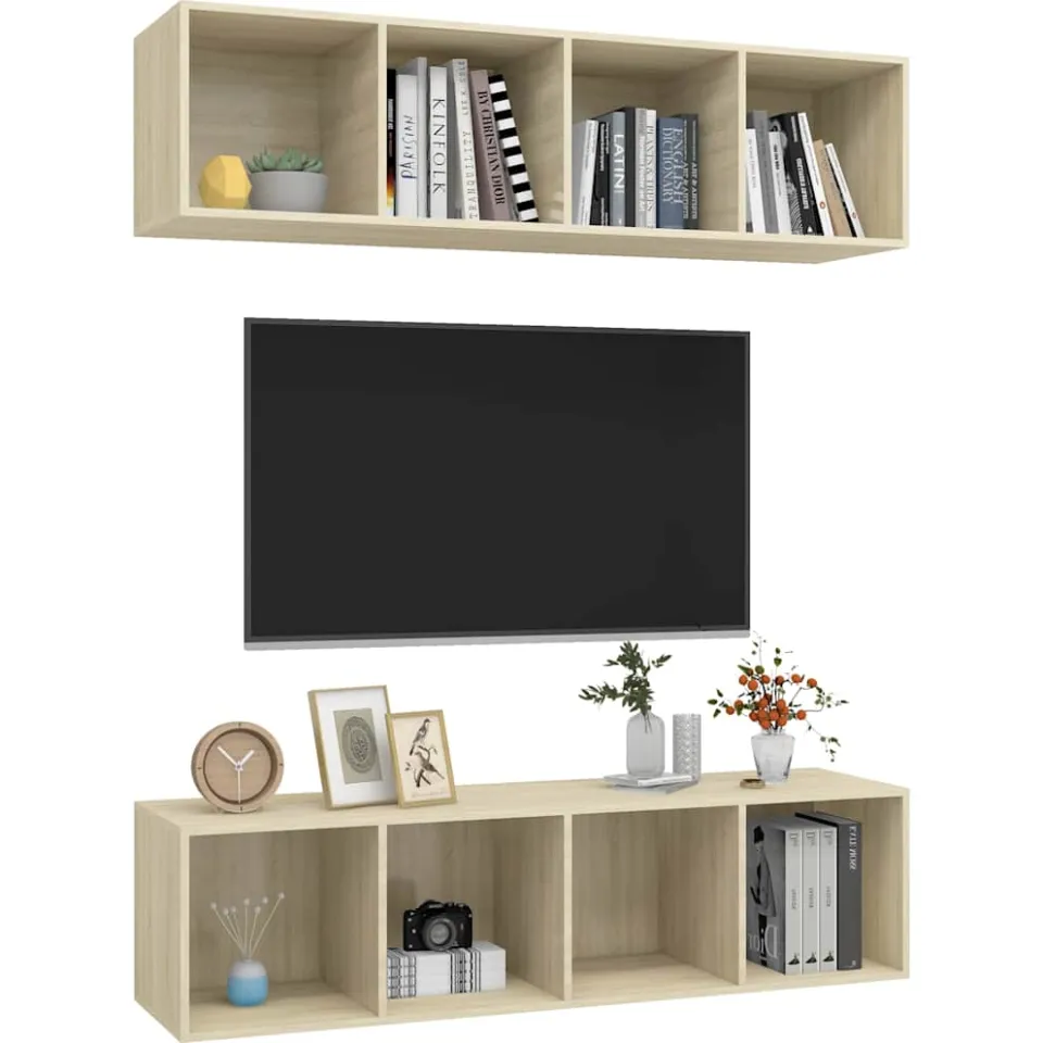 vidaXL Tv-wandmeubelen 2 st bewerkt hout sonoma eikenkleurig, foto 4