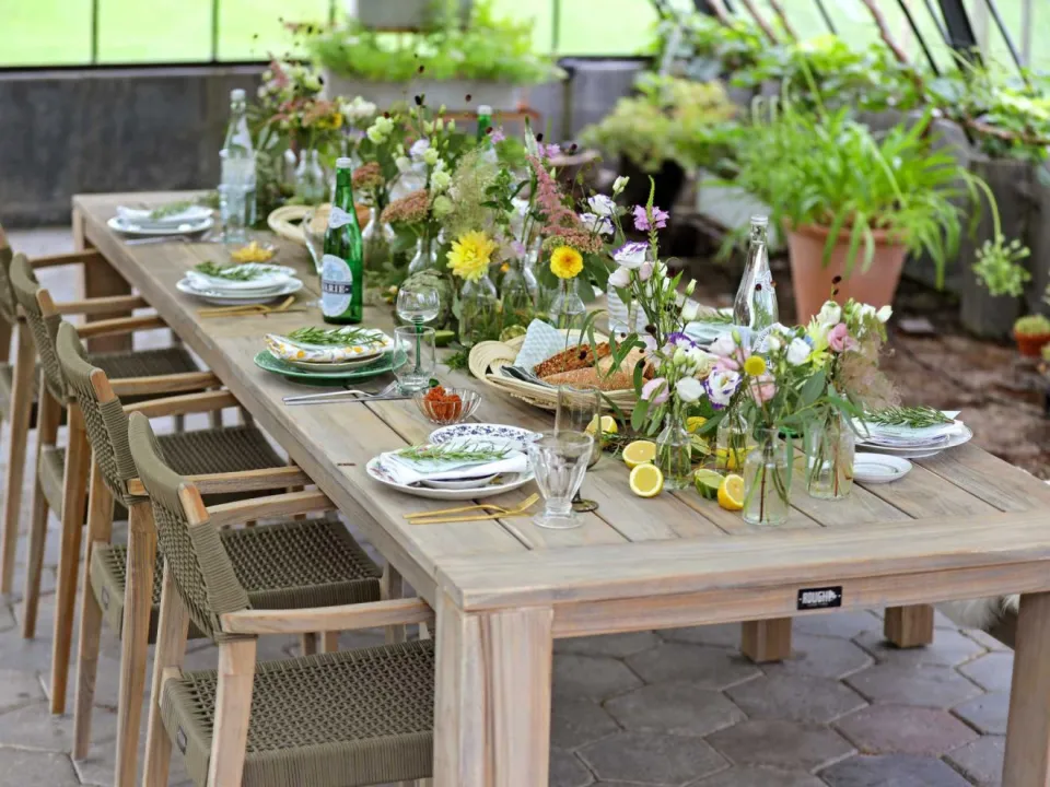 ROUGH Furniture ROUGH-X dining tuintafel 320x100x76cm bruin, foto 3