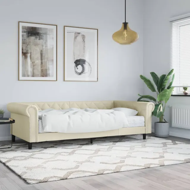vidaXL Slaapbank met matras 90x200 cm kunstleer crèmekleurig
