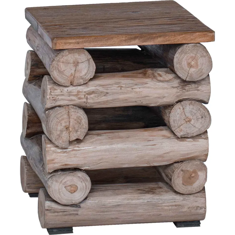 vidaXL Kruk Naturel Massief Teakhout Bruin