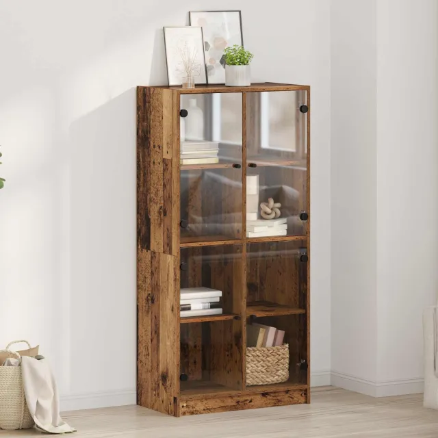 vidaXL Highboard Oud Hout 68 x 37 x 142 cm Bewerkt hout Bruin