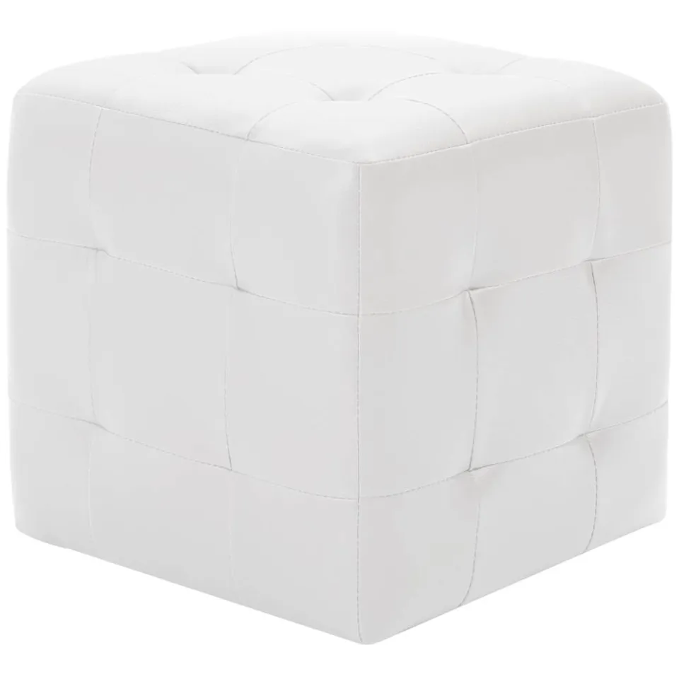 vidaXL Poef 2 st 30x30x30 cm kunstleer wit, foto 2