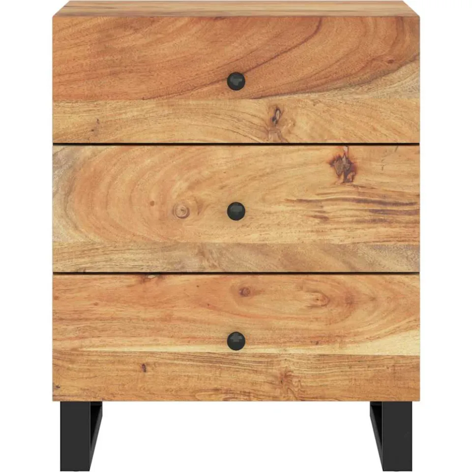 vidaXL Nachtkastje 50x33x62 cm massief acaciahout en bewerkt hout Bruin