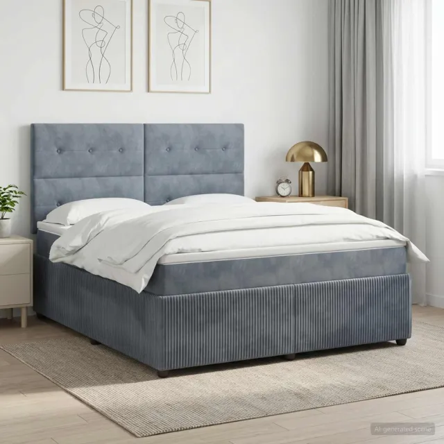 vidaXL Boxspringbed met matras Donkergrijs 140 x 200 cm Fluweel