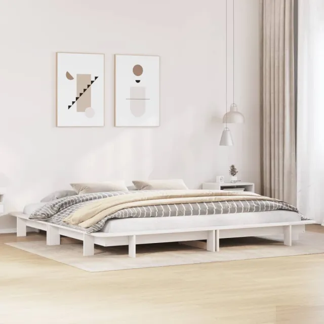 vidaXL Bedframe zonder matras massief grenenhout wit 200x200 cm