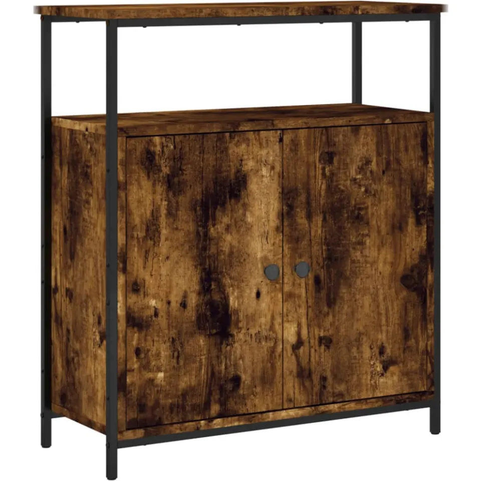 vidaXL Dressoir 70x30x80 cm bewerkt hout gerookt eikenkleurig, foto 3