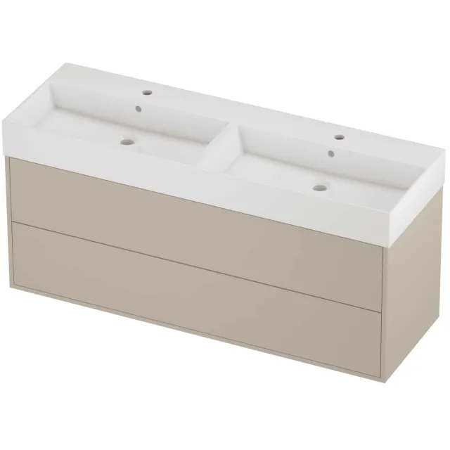 Proline Zara Badmeubelset Porselein Loft 2 Laden 140x46x65 cm Glans Wit Soft Linen Beige