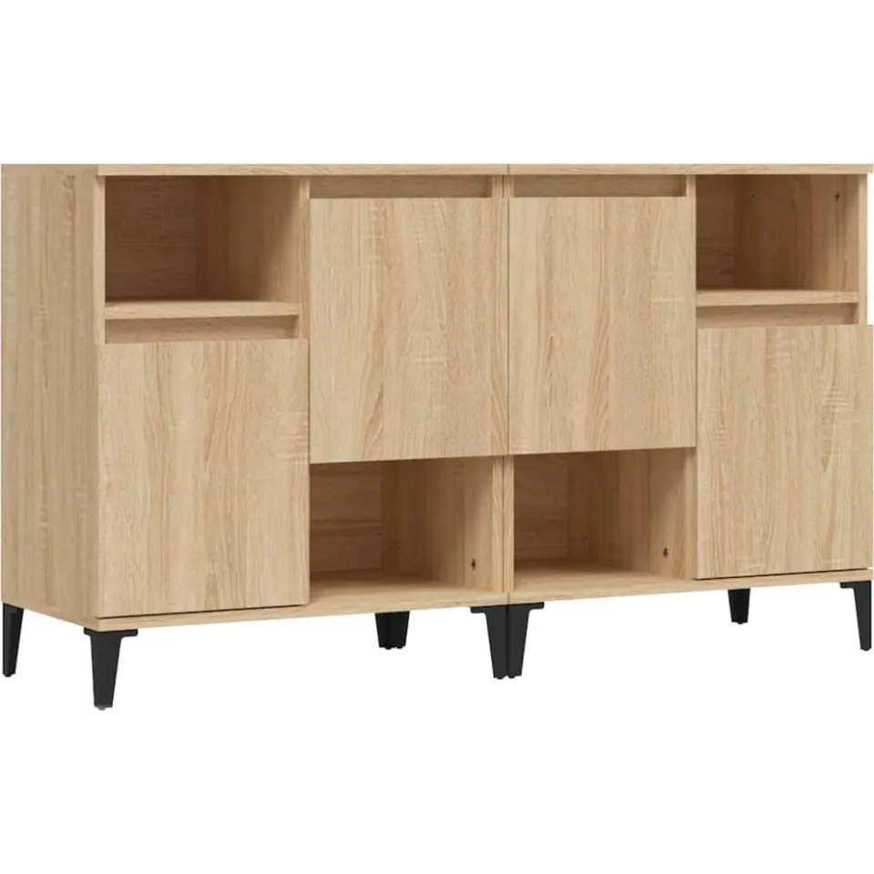 vidaXL Dressoirs 2 st 60x35x70 cm bewerkt hout sonoma eikenkleurig
